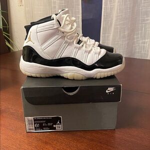 Nike Air Jordan Kids Sneakers - White, Black, and Gold